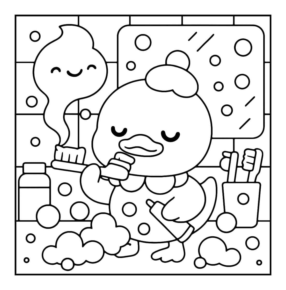 Bubble Life Coloring Book interior line art 7