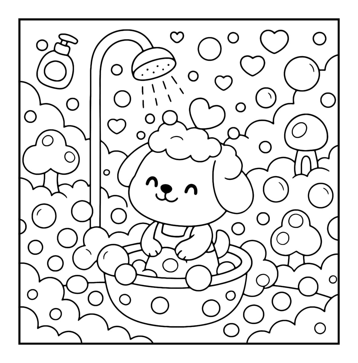 Bubble Life Coloring Book interior line art 8