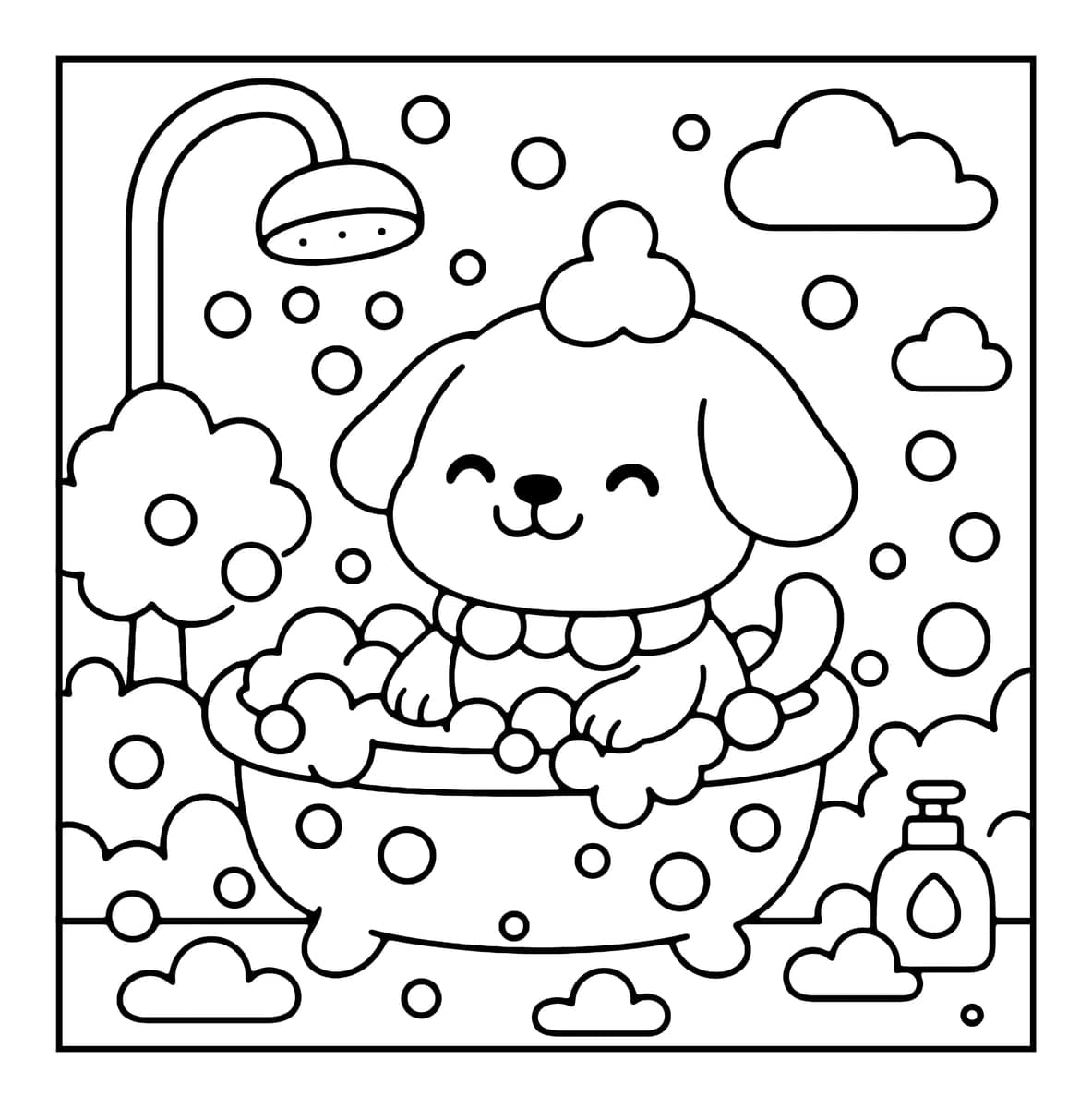 Bubble Life Coloring Book interior line art 9