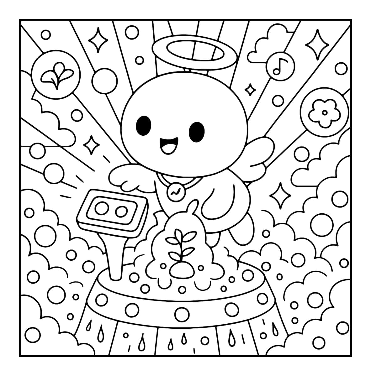Bubble Tech Show Coloring Book interior line art 7