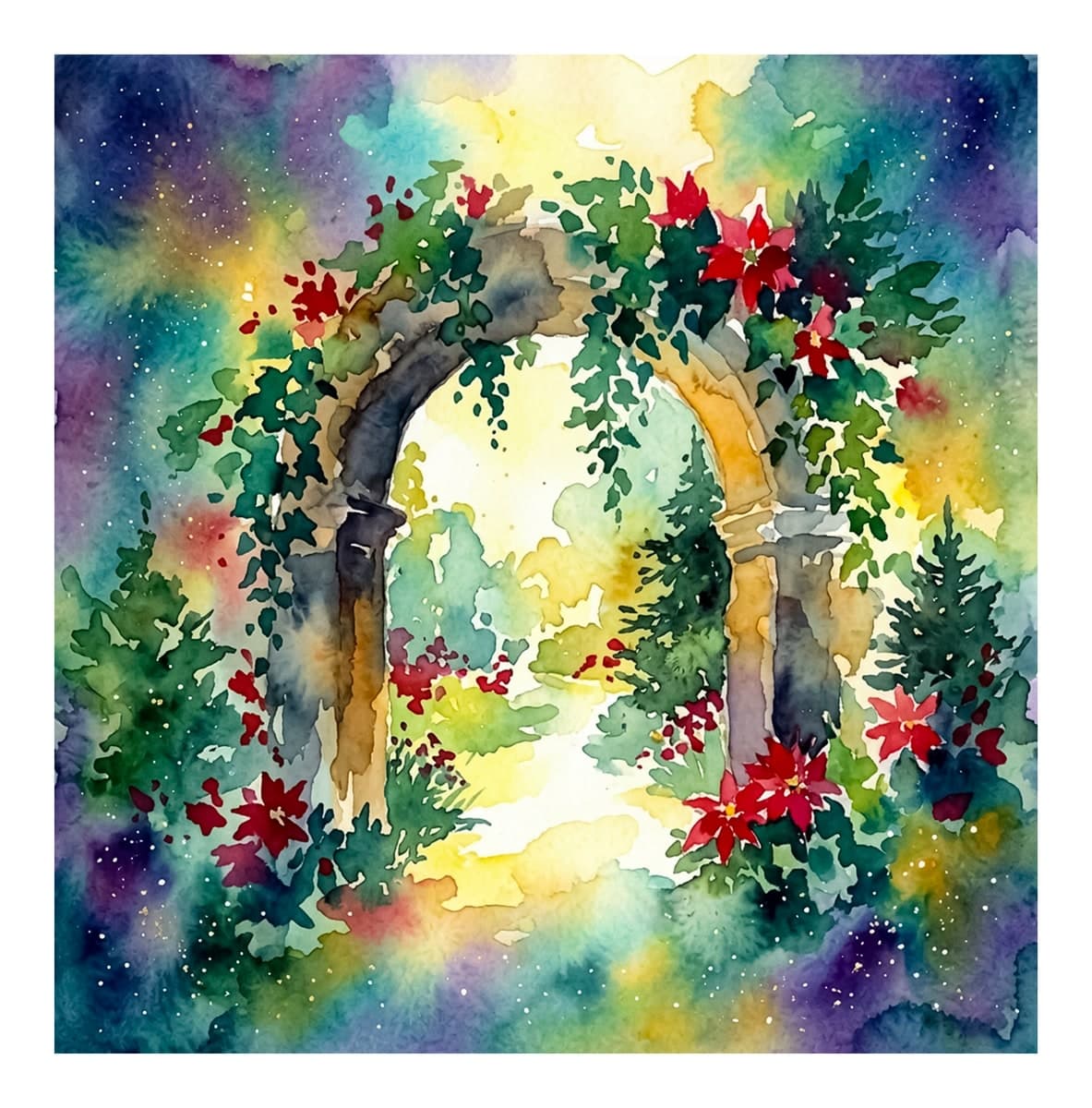 Christmas Botanical Garden Reverse Coloring Book interior page 4