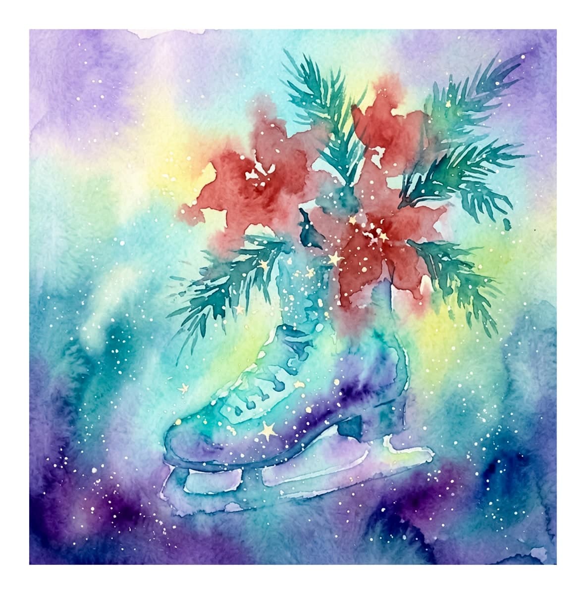Christmas Floral Magic Reverse Coloring Book interior page 1