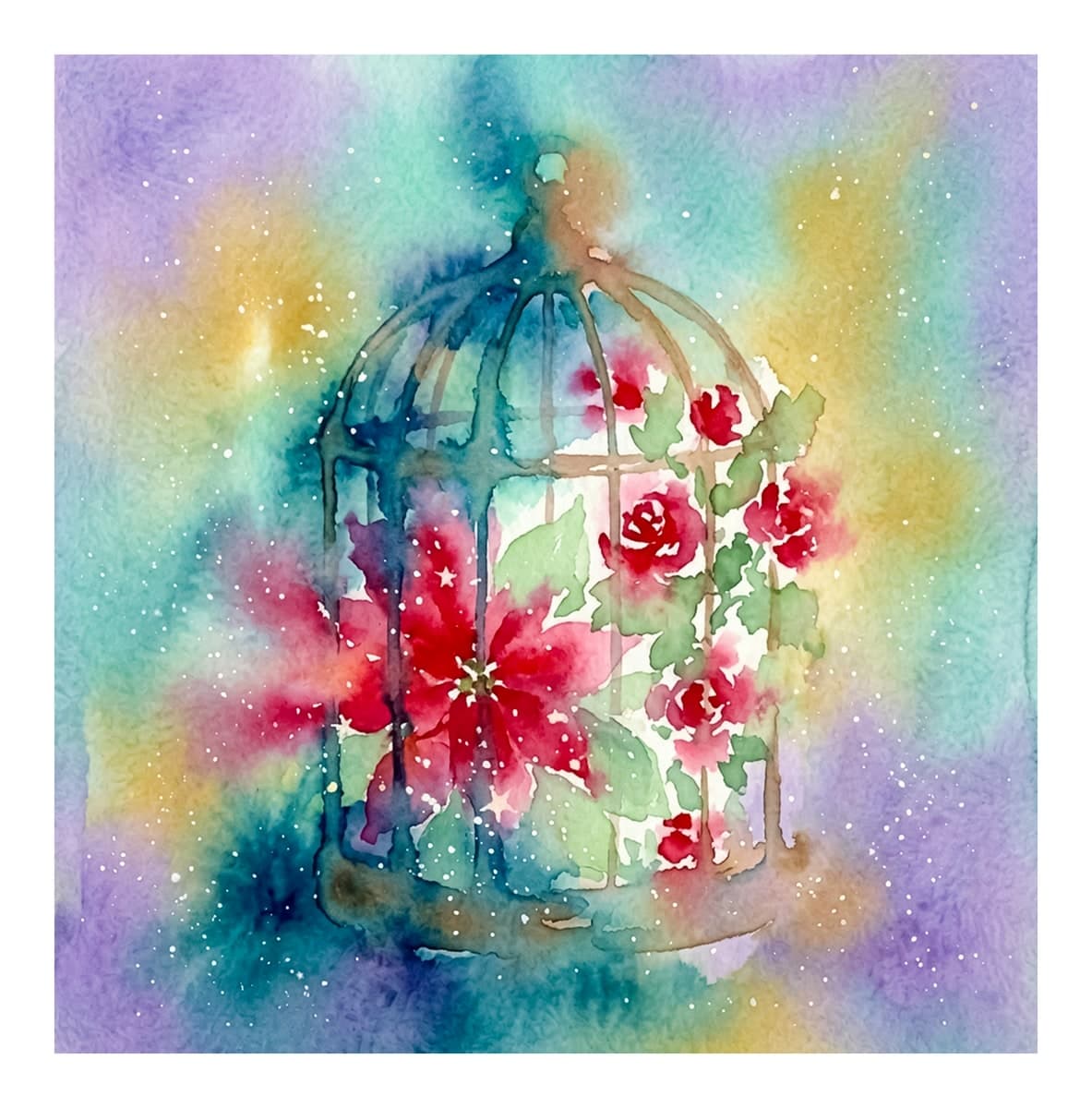 Christmas Floral Magic Reverse Coloring Book interior page 14