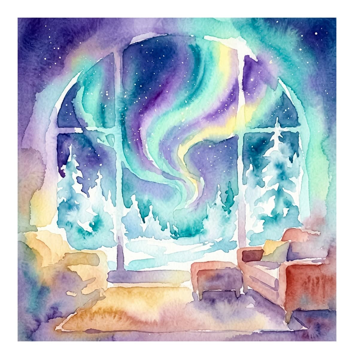 Christmas Window Scenes Reverse Coloring Book interior page 1