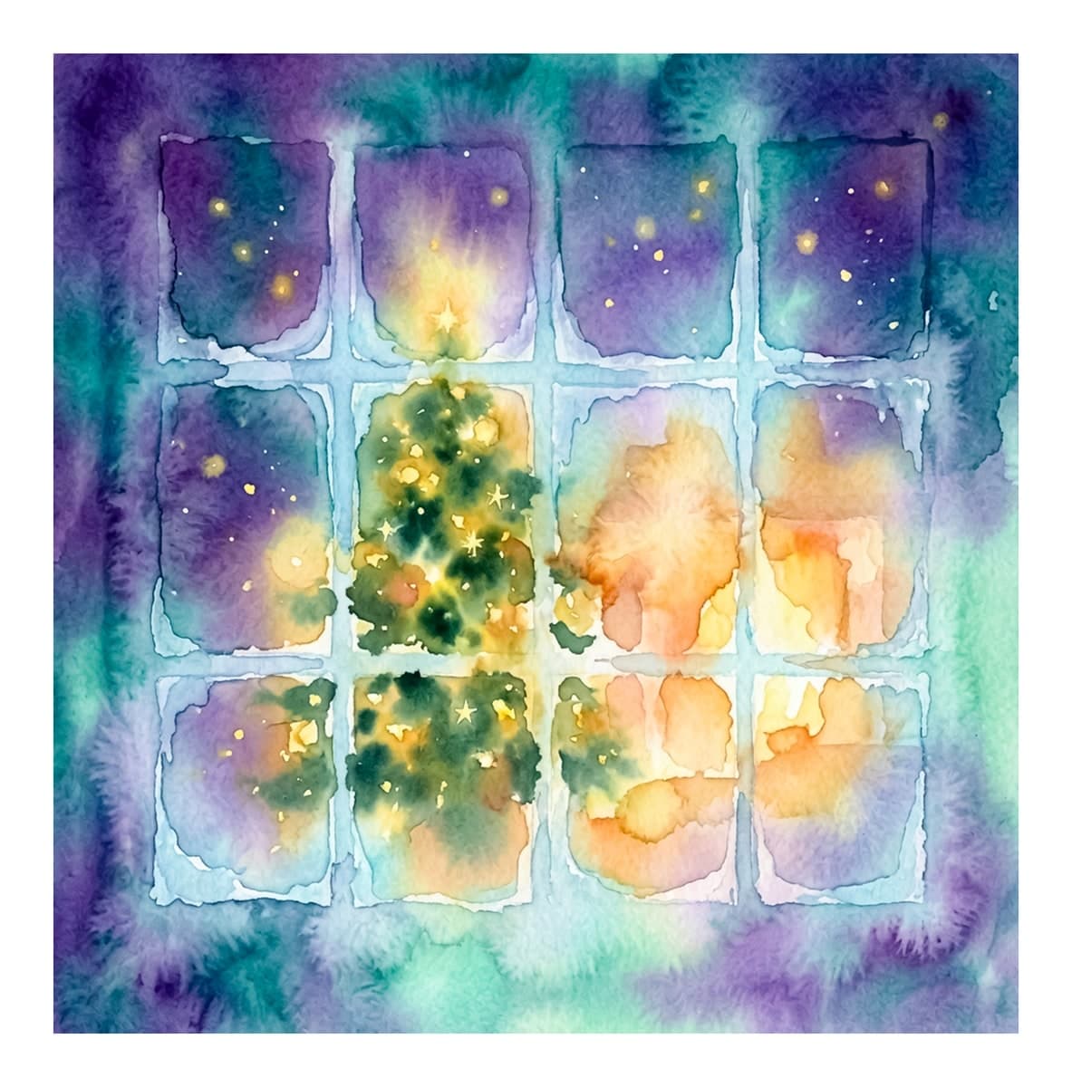 Christmas Window Scenes Reverse Coloring Book interior page 10
