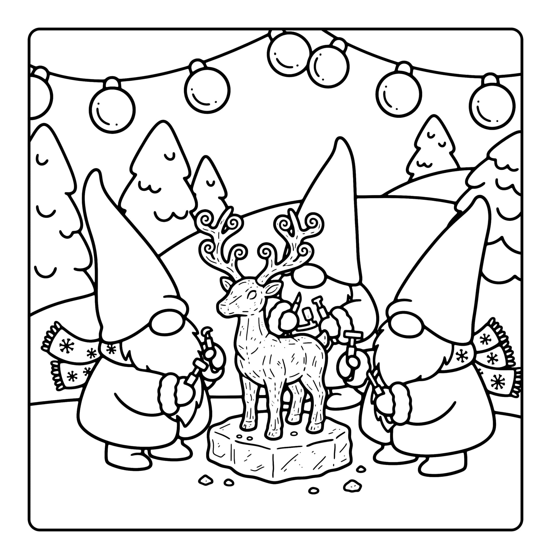 Gnomes Christmas Coloring Book interior preview 2
