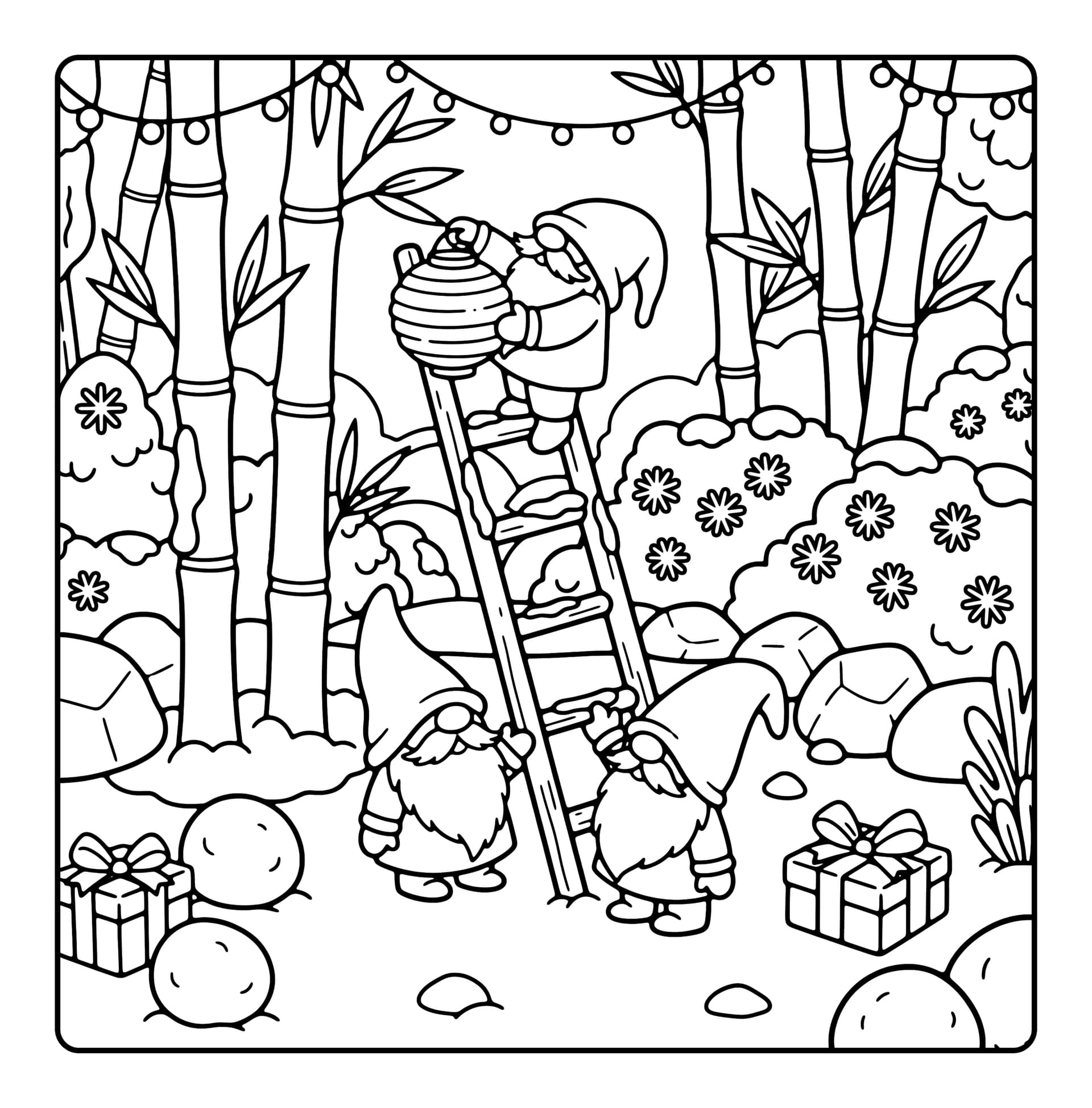 Gnomes Christmas Coloring Book interior preview 3