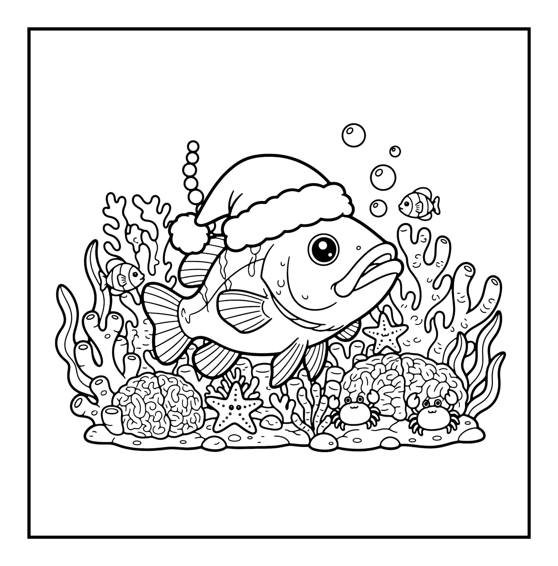 Ocean Christmas Coloring Book interior preview 1