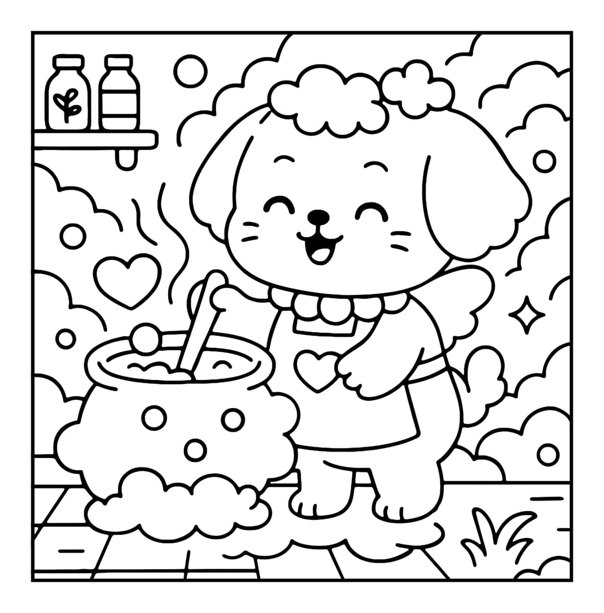 Bubble Castle Coloring Book interior line art 1