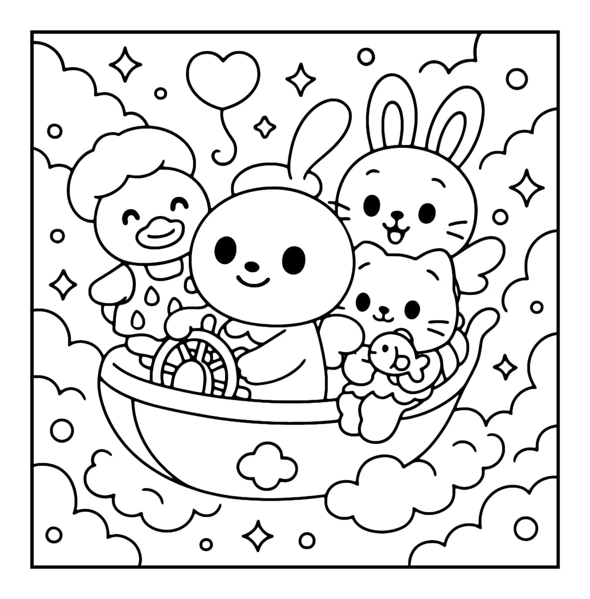Bubble Castle Coloring Book interior line art 10