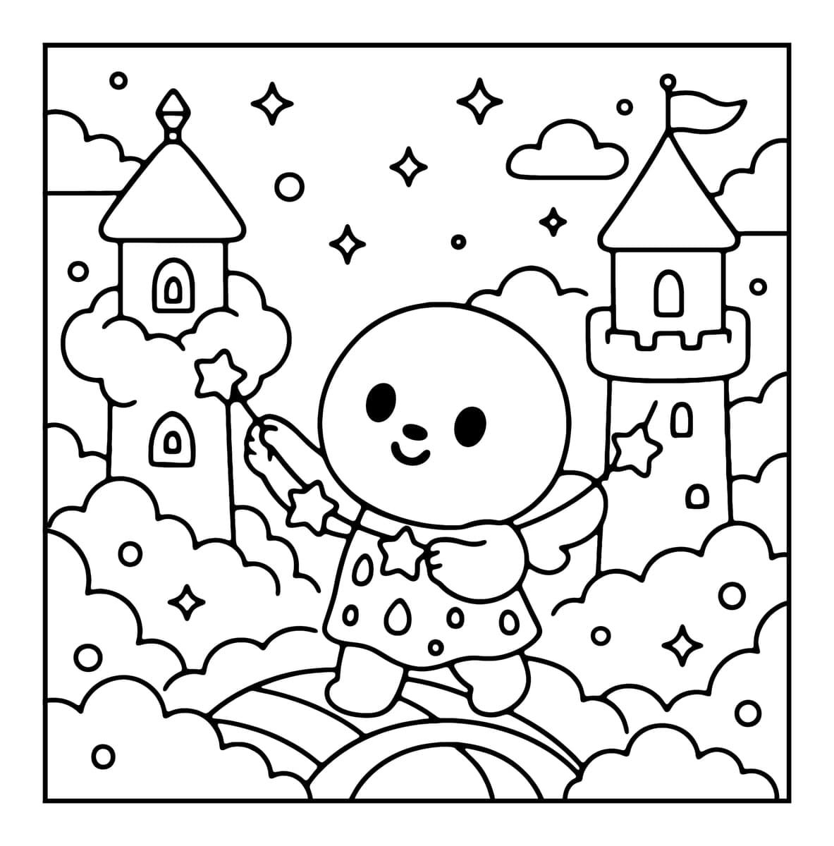 Bubble Castle Coloring Book interior line art 5