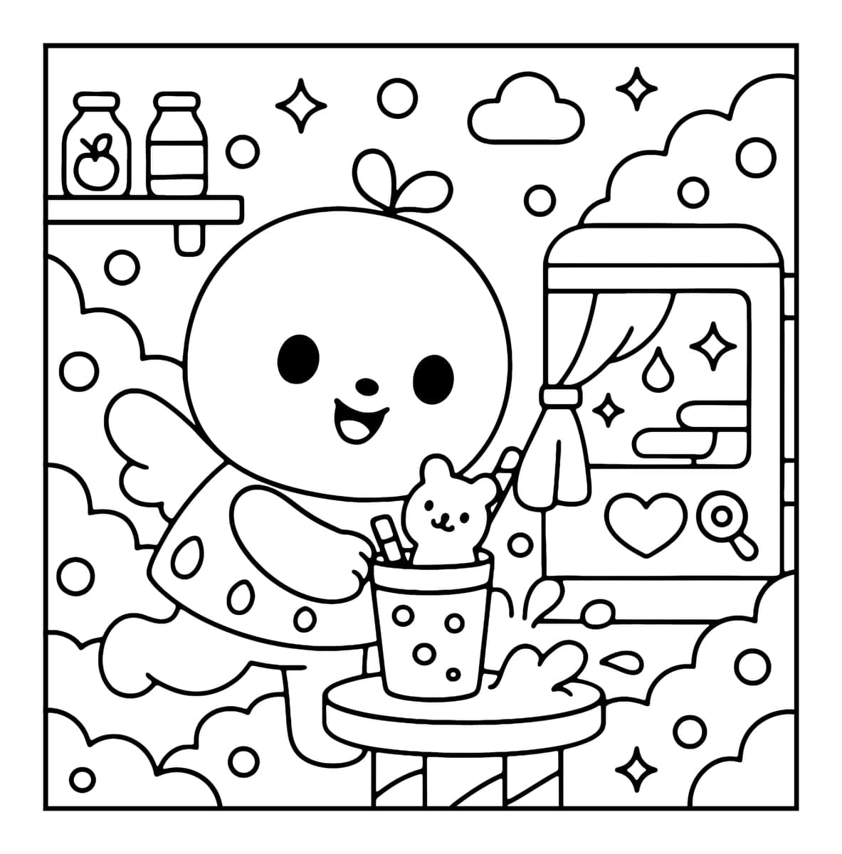 Bubble Castle Coloring Book interior line art 6