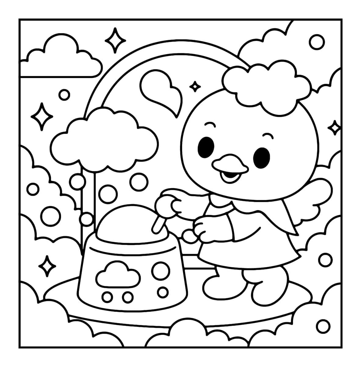 Bubble Castle Coloring Book interior line art 7