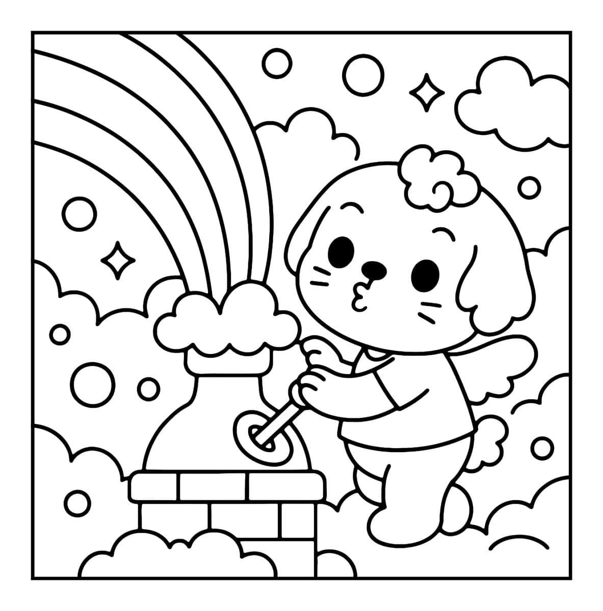 Bubble Castle Coloring Book interior line art 9