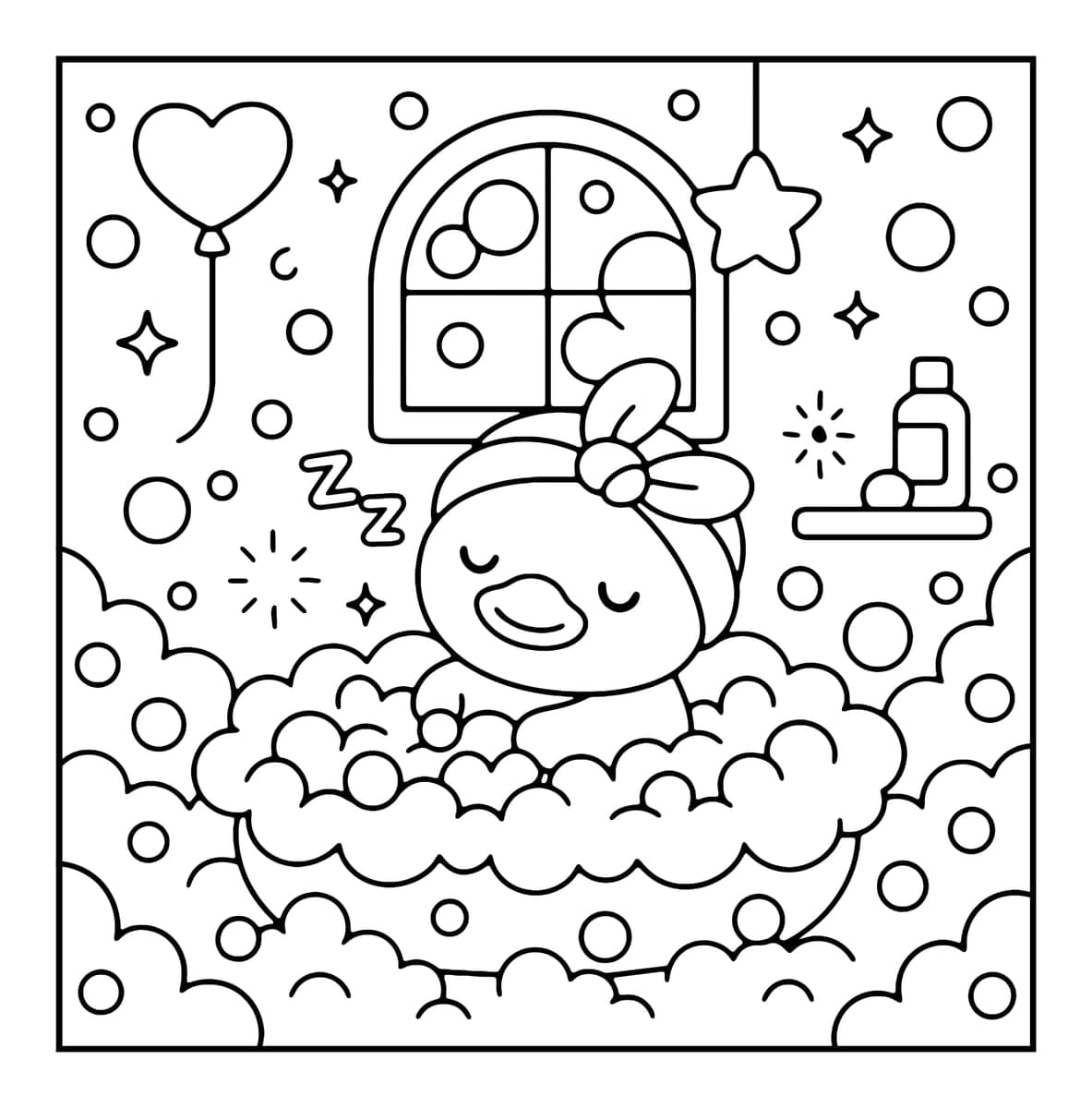 Bubble Corner Coloring Book interior line art 1