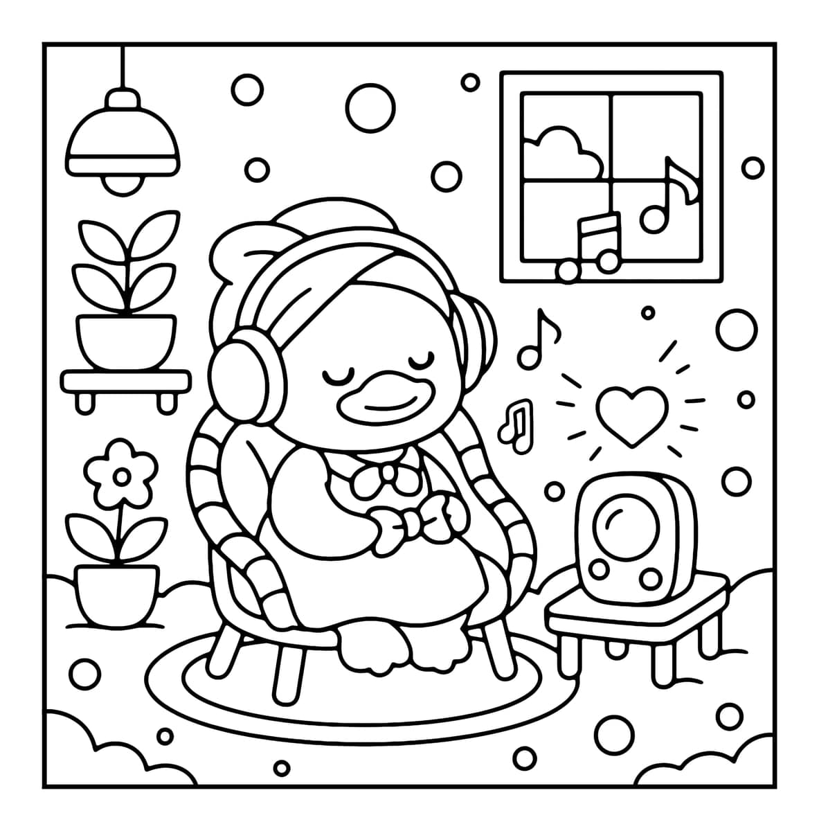 Bubble Corner Coloring Book interior line art 2