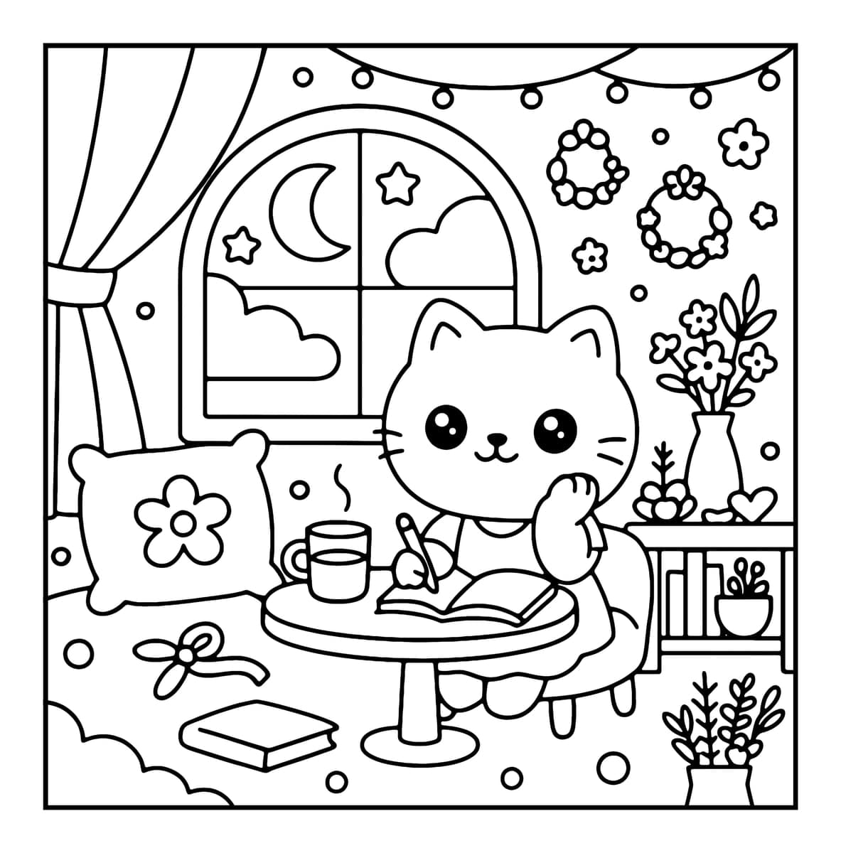 Bubble Corner Coloring Book interior line art 3