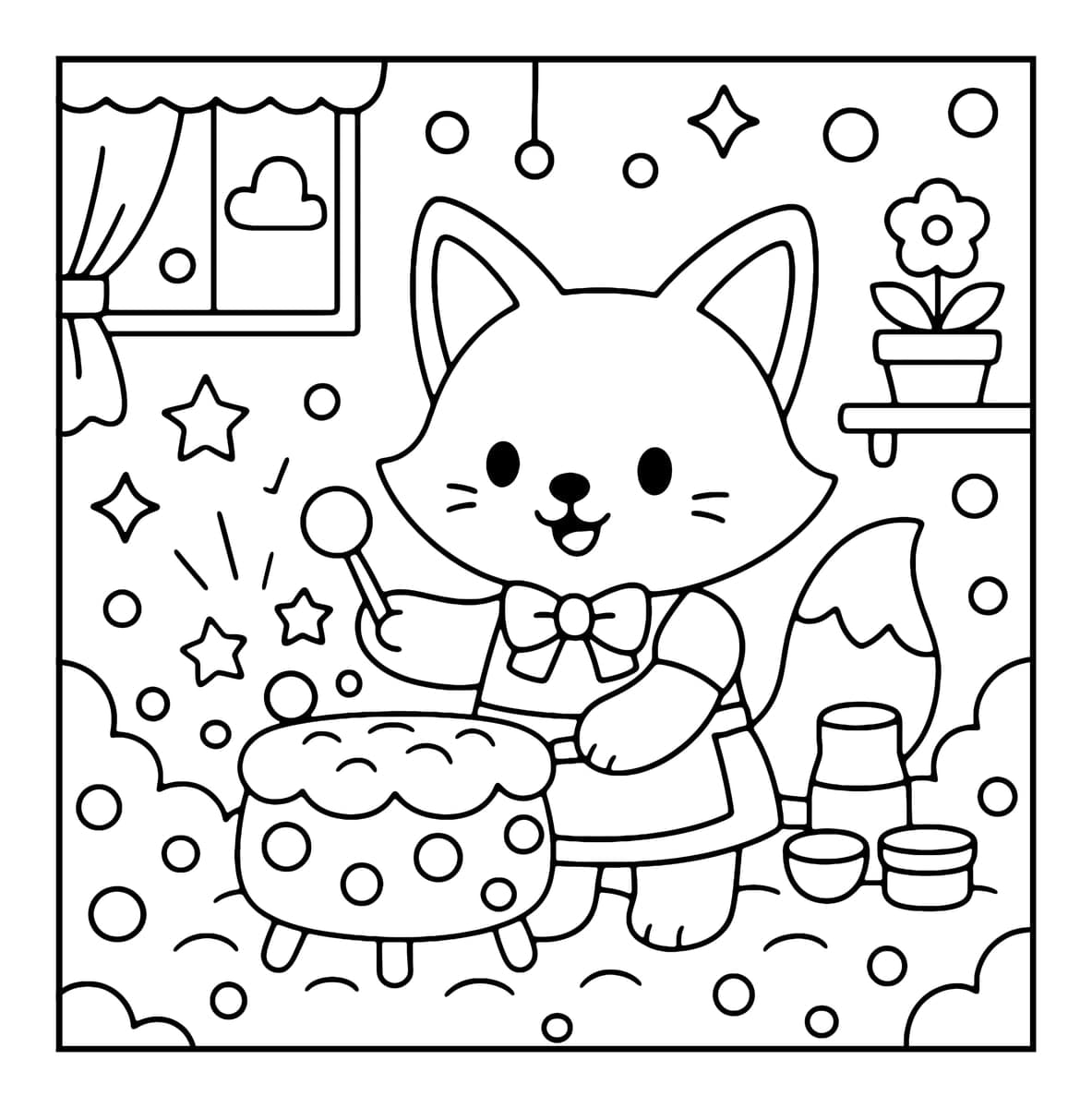 Bubble Corner Coloring Book interior line art 4