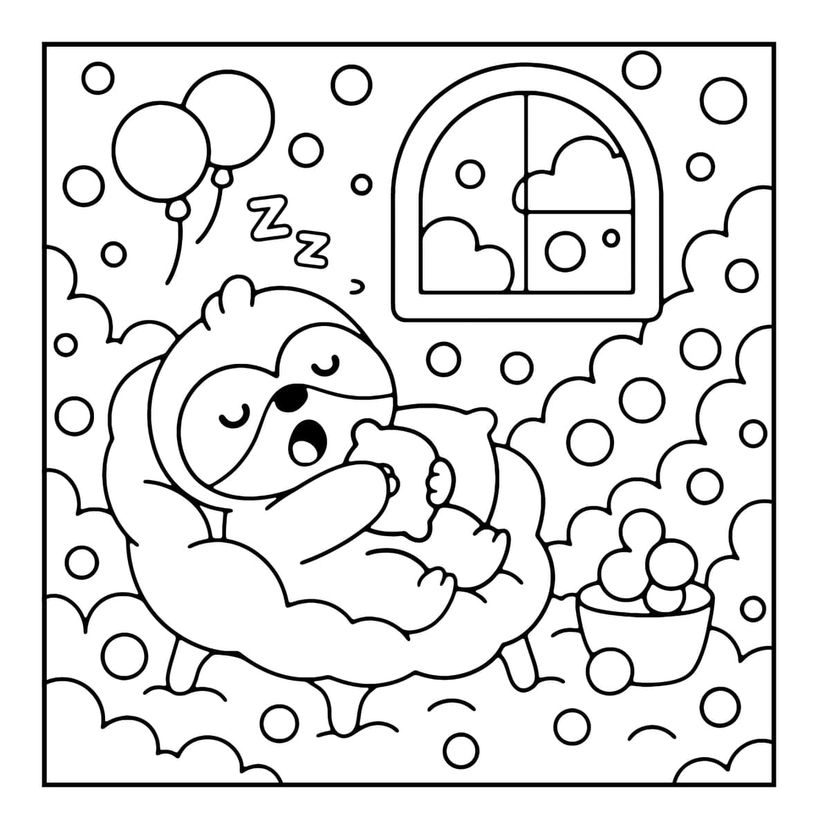 Bubble Corner Coloring Book interior line art 5