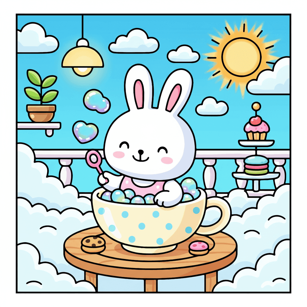 Bubble Cuties Coloring Book colored sample 1