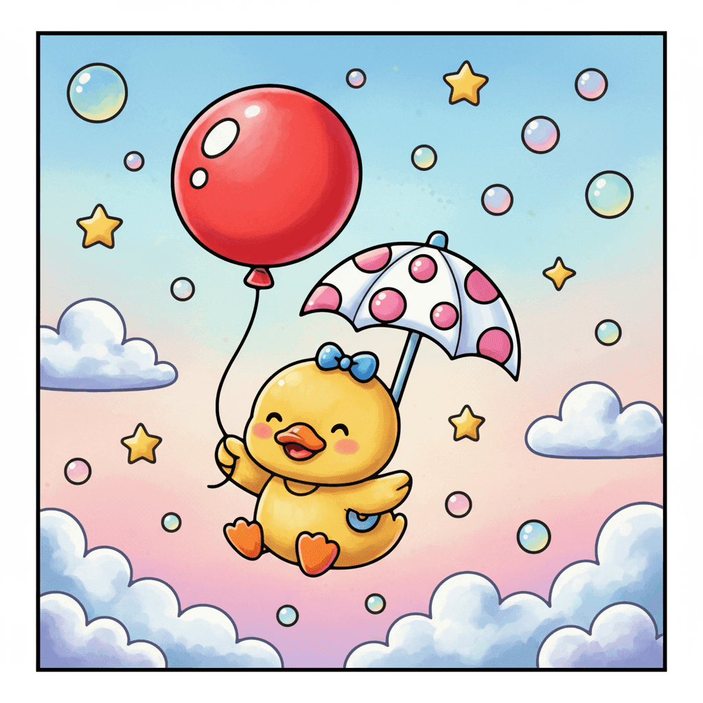 Bubble Cuties Coloring Book colored sample 2