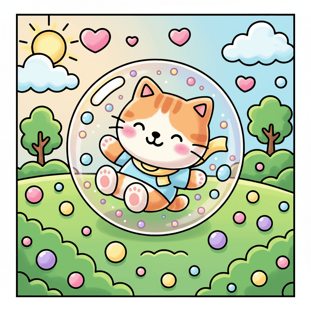 Bubble Cuties Coloring Book colored sample 5