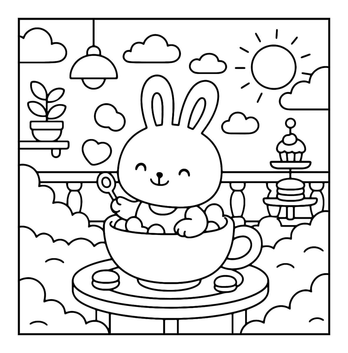 Bubble Cuties Coloring Book interior line art 1