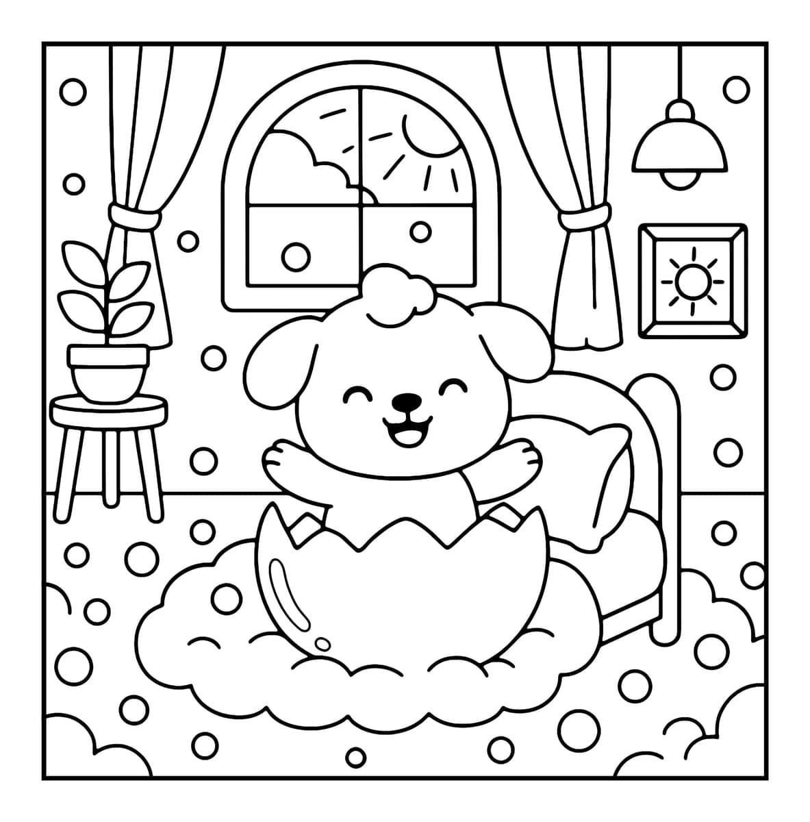 Bubble Cuties Coloring Book interior line art 7