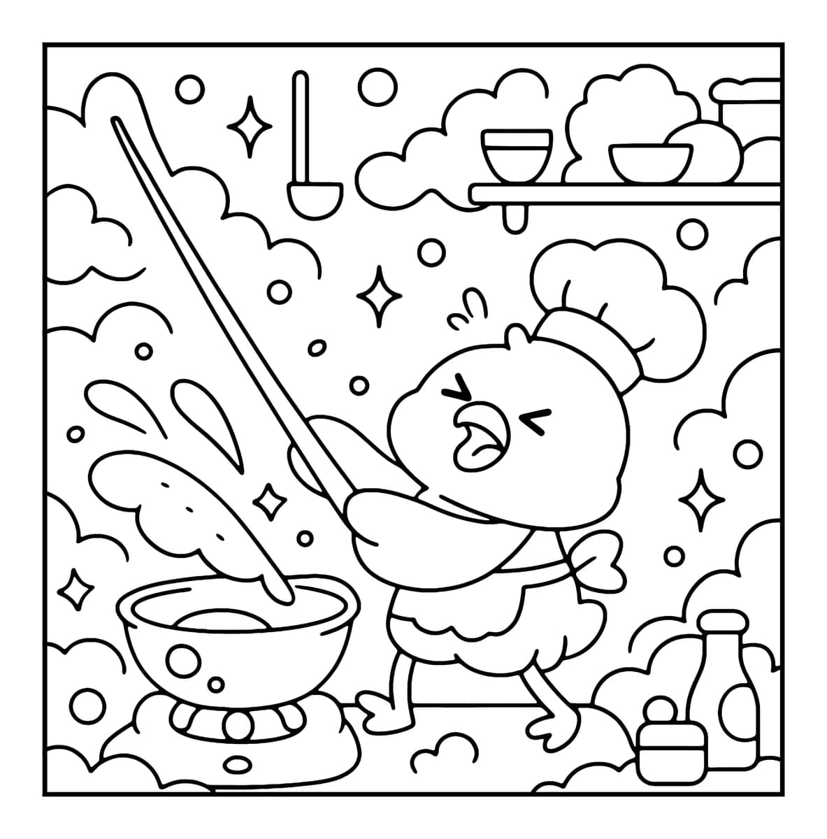 Bubble Food Coloring Book interior line art 2