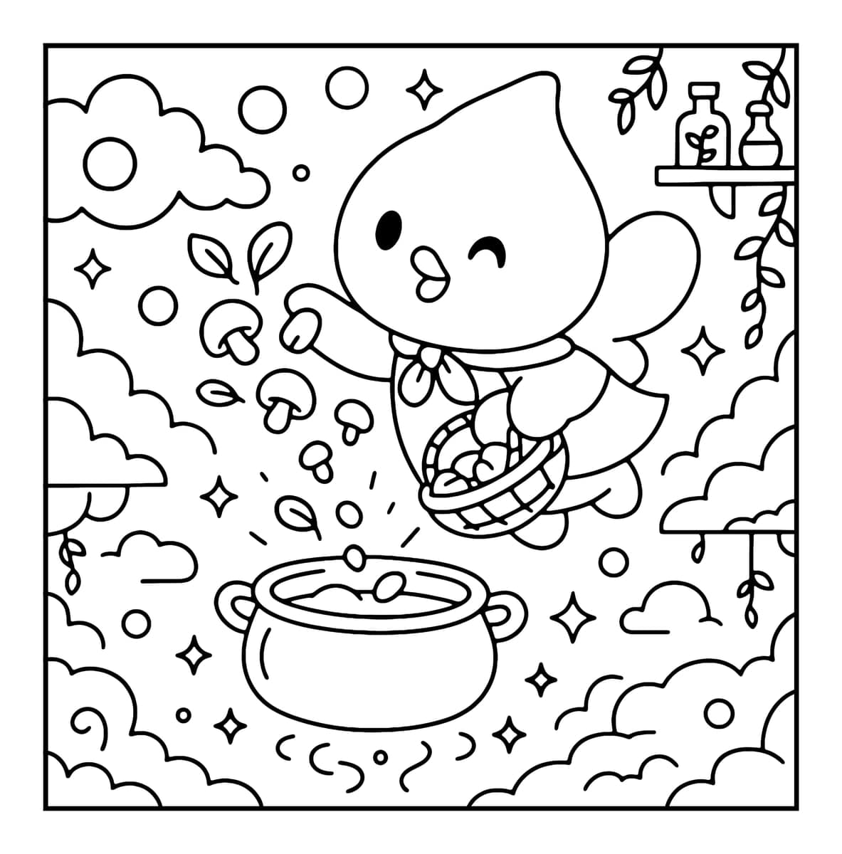 Bubble Food Coloring Book interior line art 3