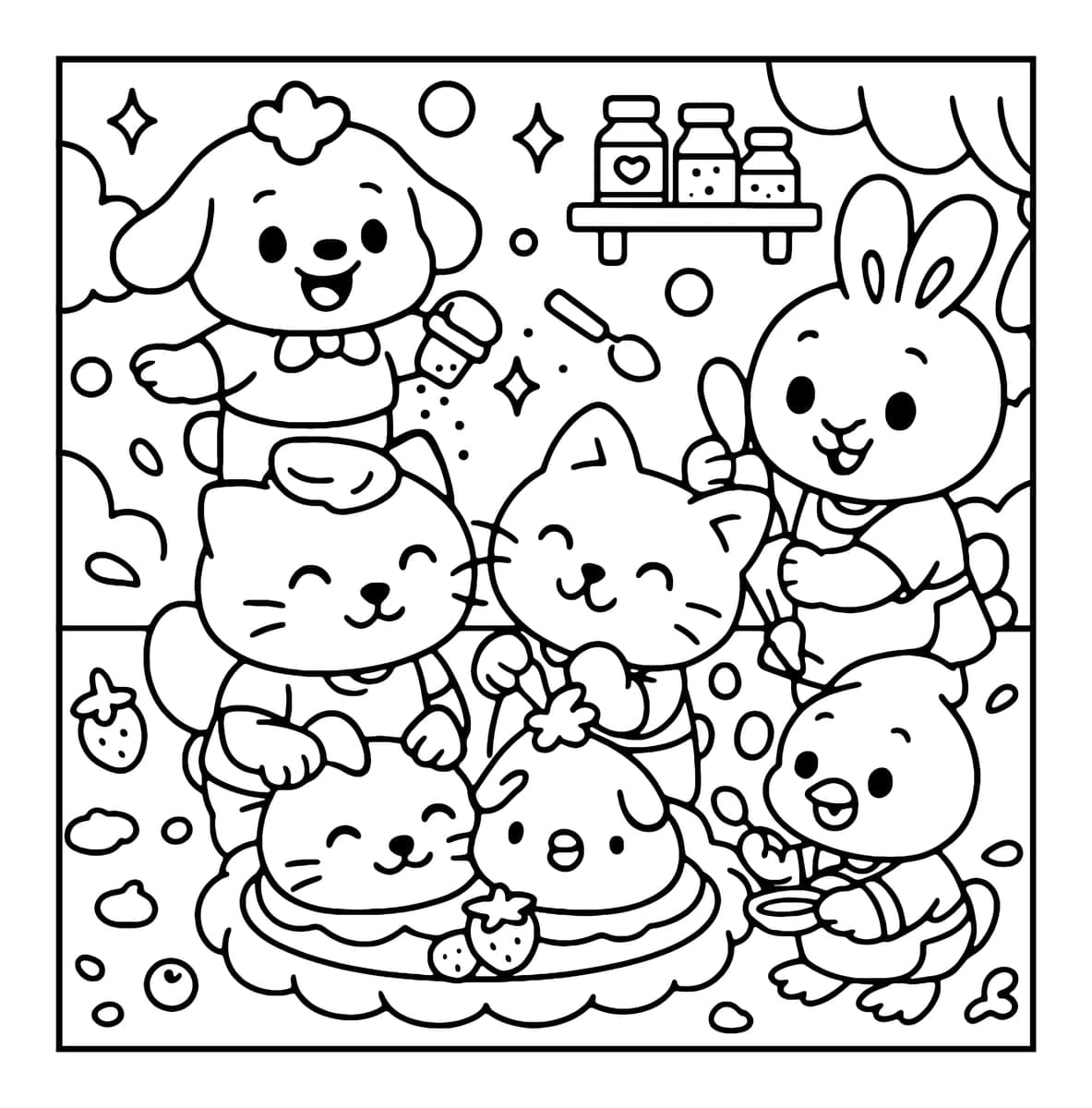 Bubble Food Coloring Book interior line art 4