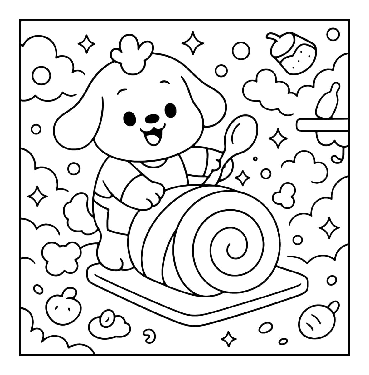 Bubble Food Coloring Book interior line art 5