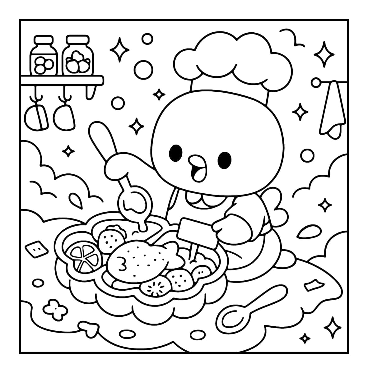 Bubble Food Coloring Book interior line art 6