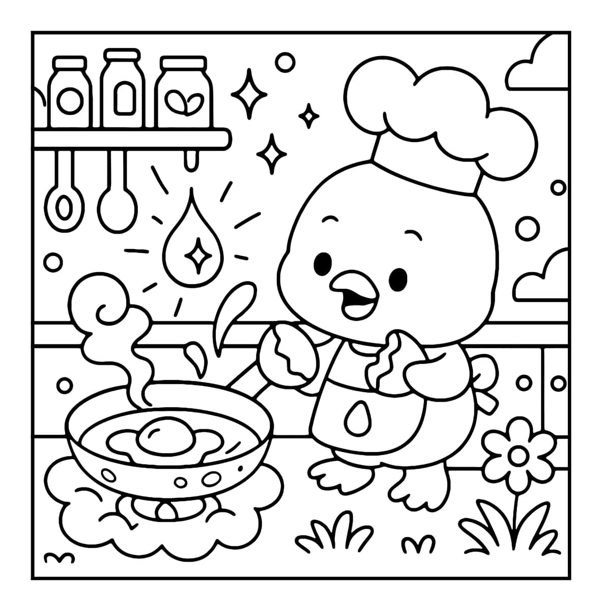 Bubble Food Coloring Book interior line art 7