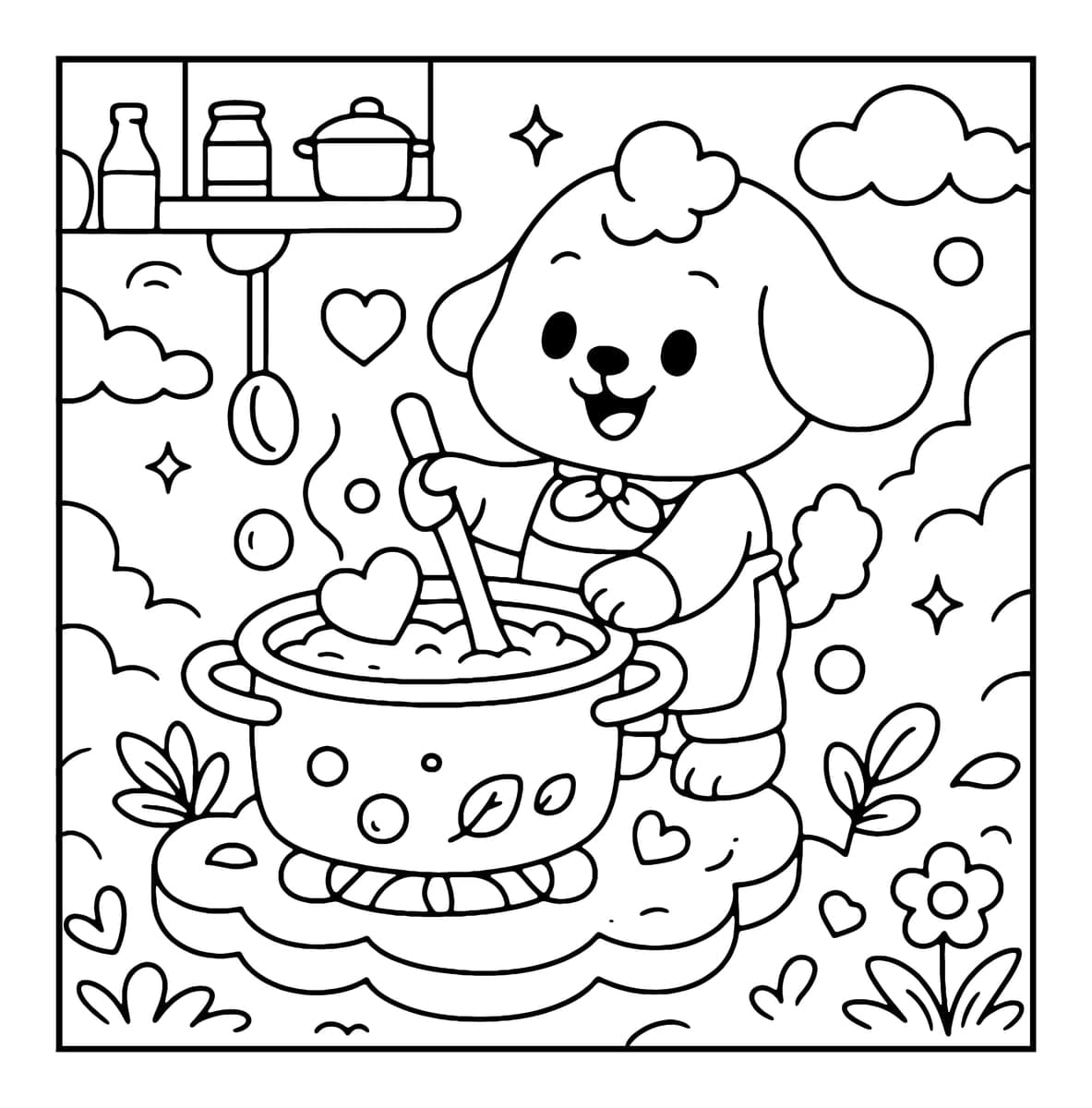 Bubble Food Coloring Book interior line art 8