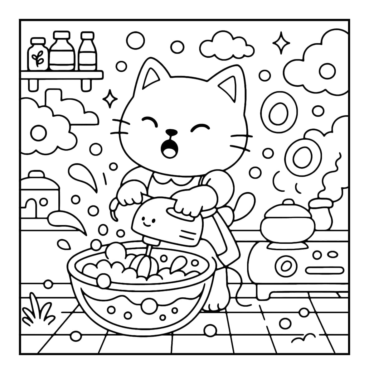 Bubble Food Coloring Book interior line art 9
