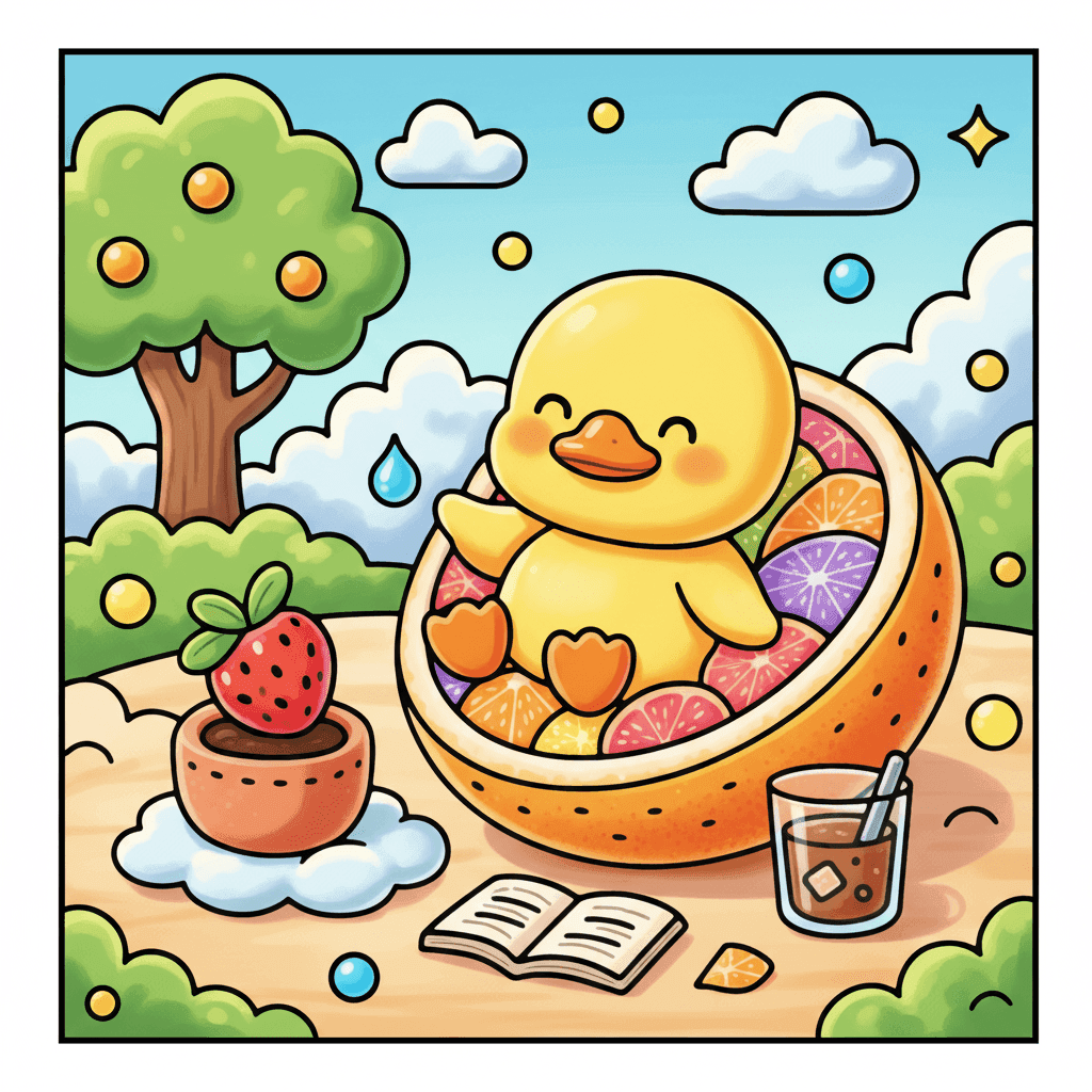 Bubble Fruit Coloring Book colored sample 2