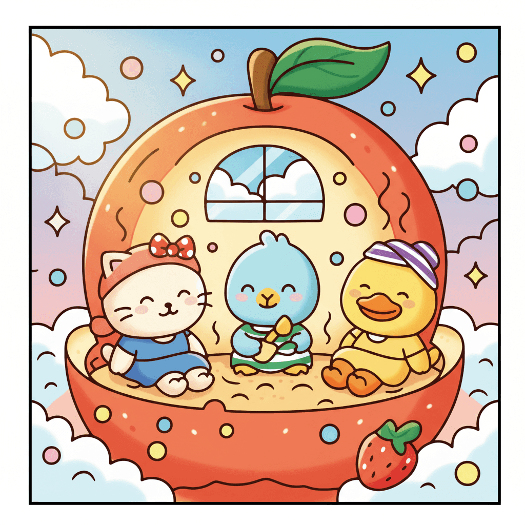 Bubble Fruit Coloring Book colored sample 4