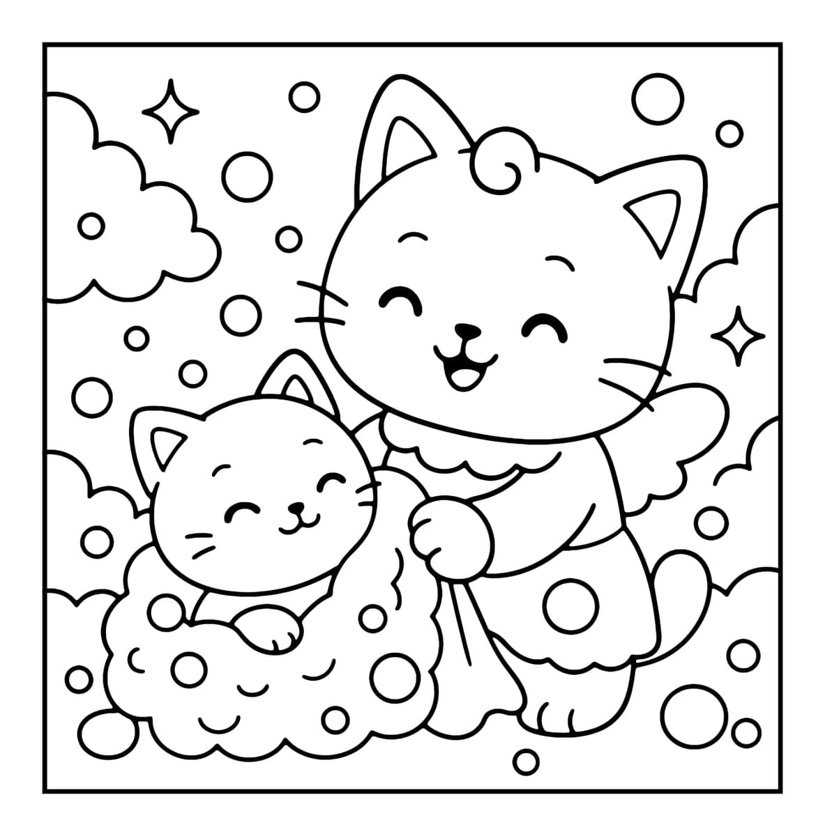 Bubble Pets Coloring Book interior line art 1