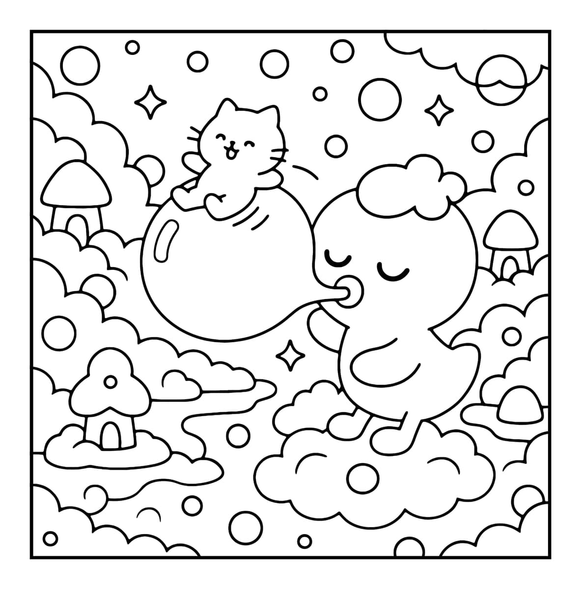 Bubble Pets Coloring Book interior line art 3