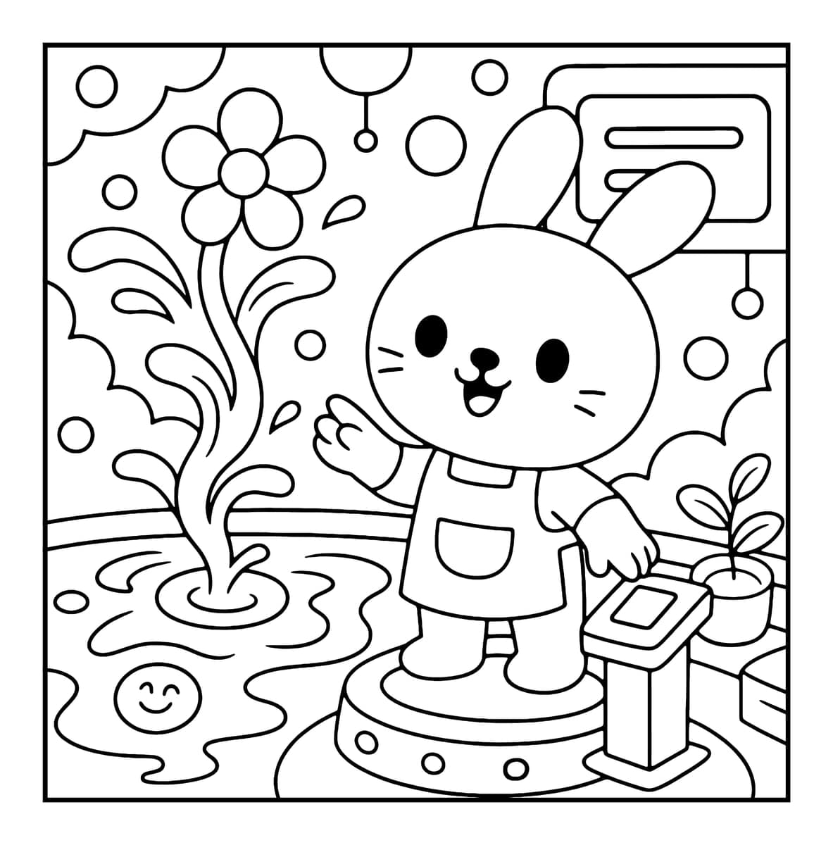 Bubble Tech Show Coloring Book interior line art 4