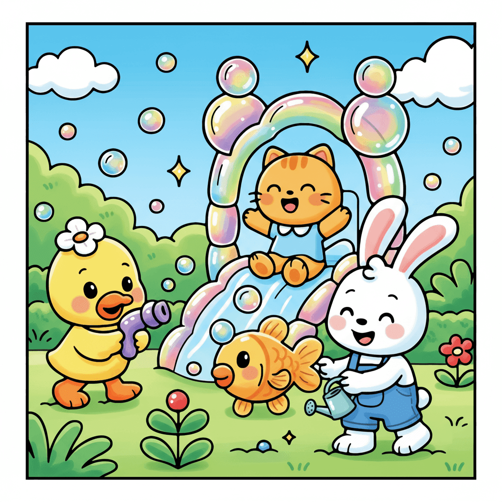 Bubble World Coloring Book colored sample 1