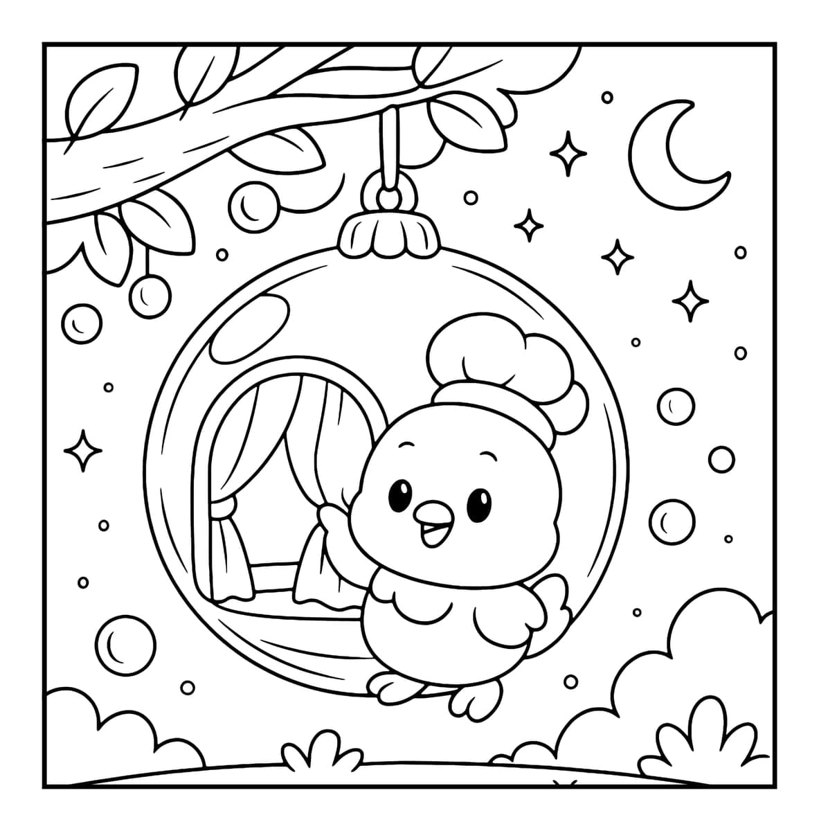 Bubble World Coloring Book interior line art 2