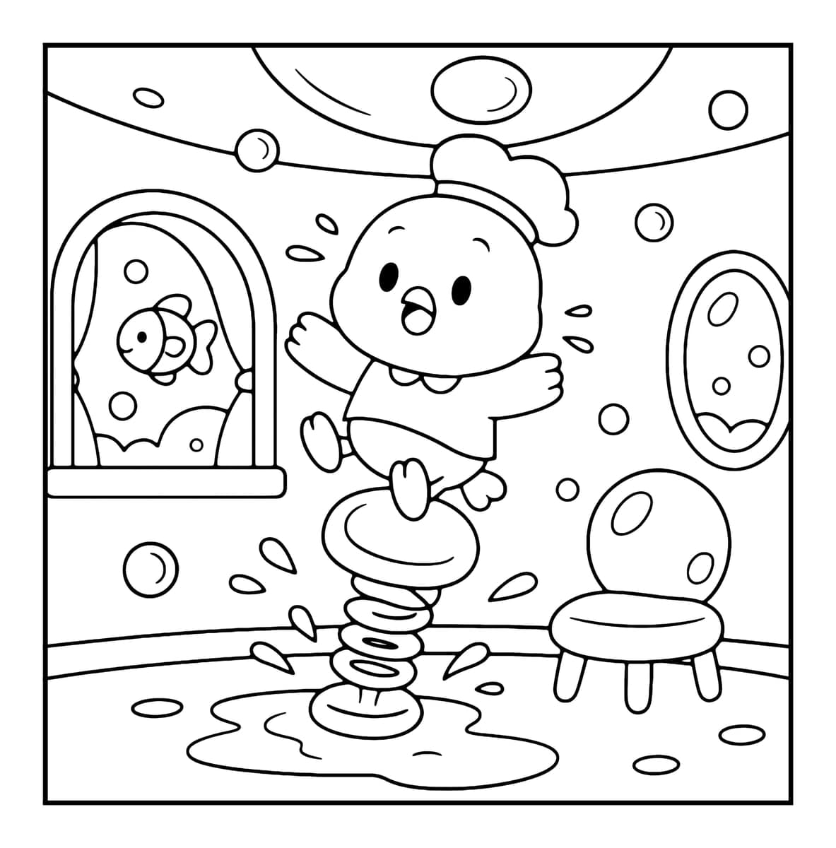 Bubble World Coloring Book interior line art 5