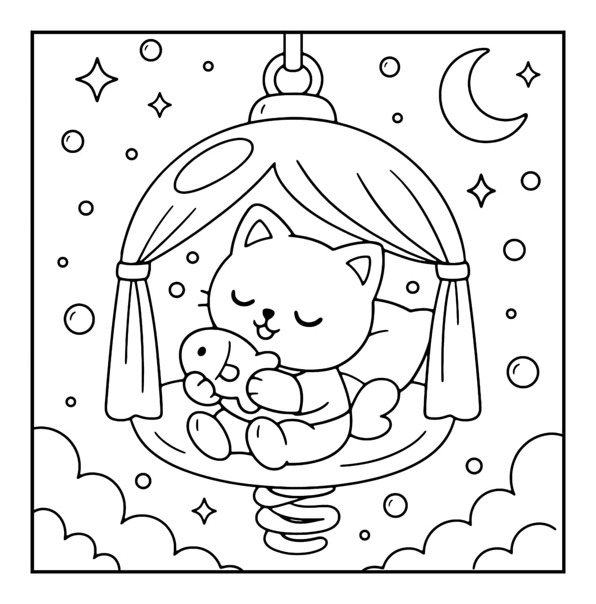 Bubble World Coloring Book interior line art 6