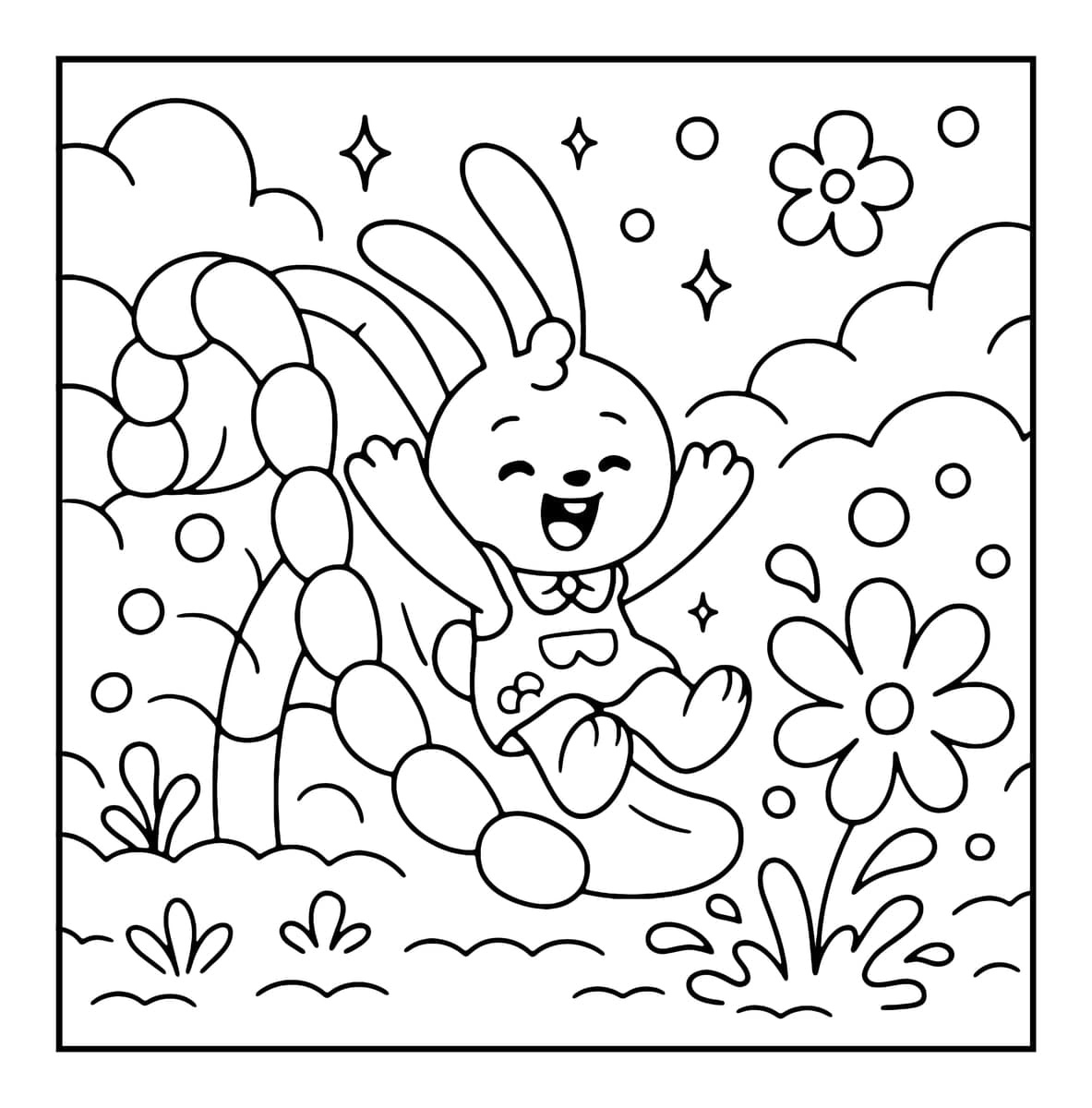 Bubble World Coloring Book interior line art 7