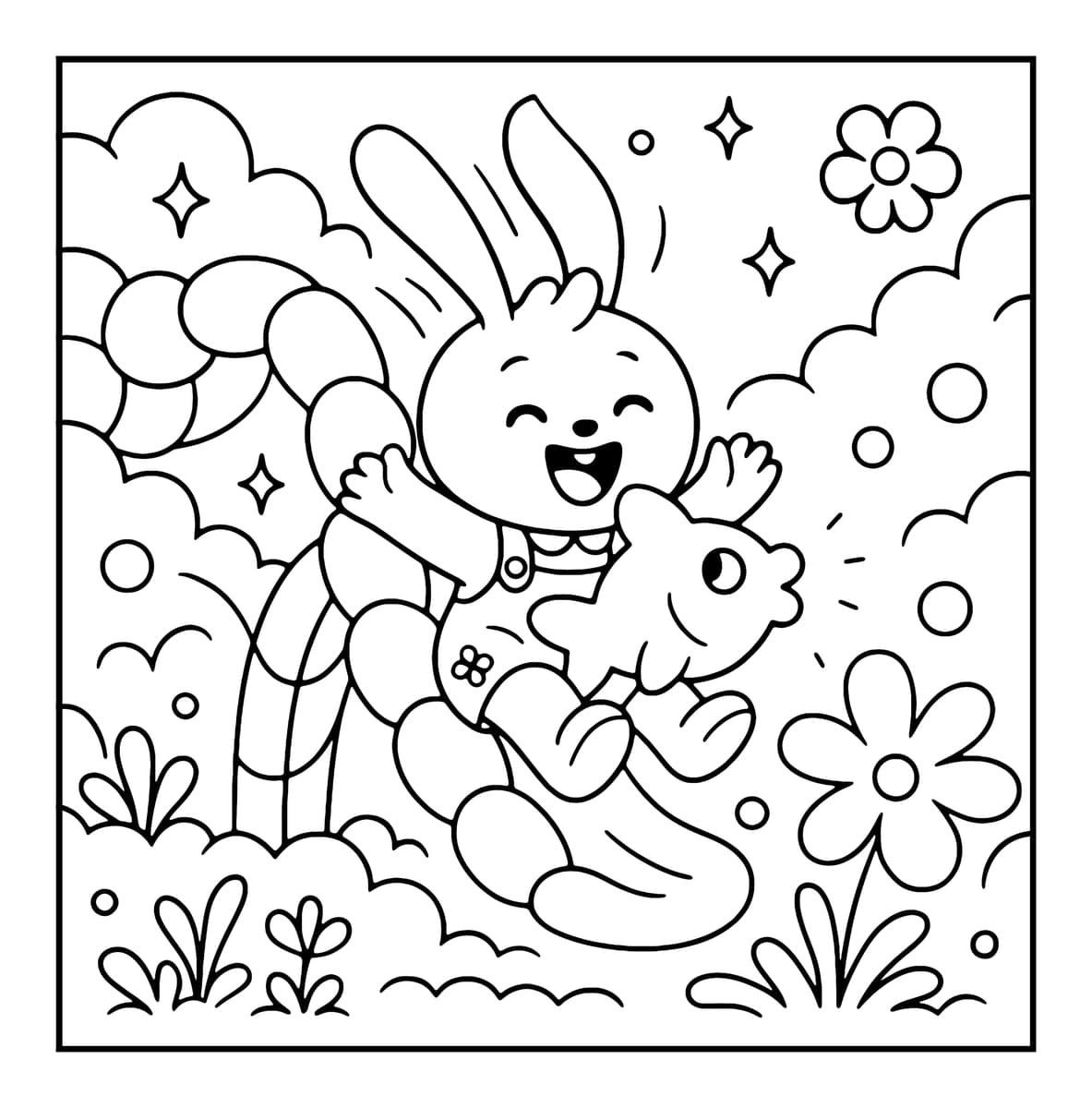 Bubble World Coloring Book interior line art 9
