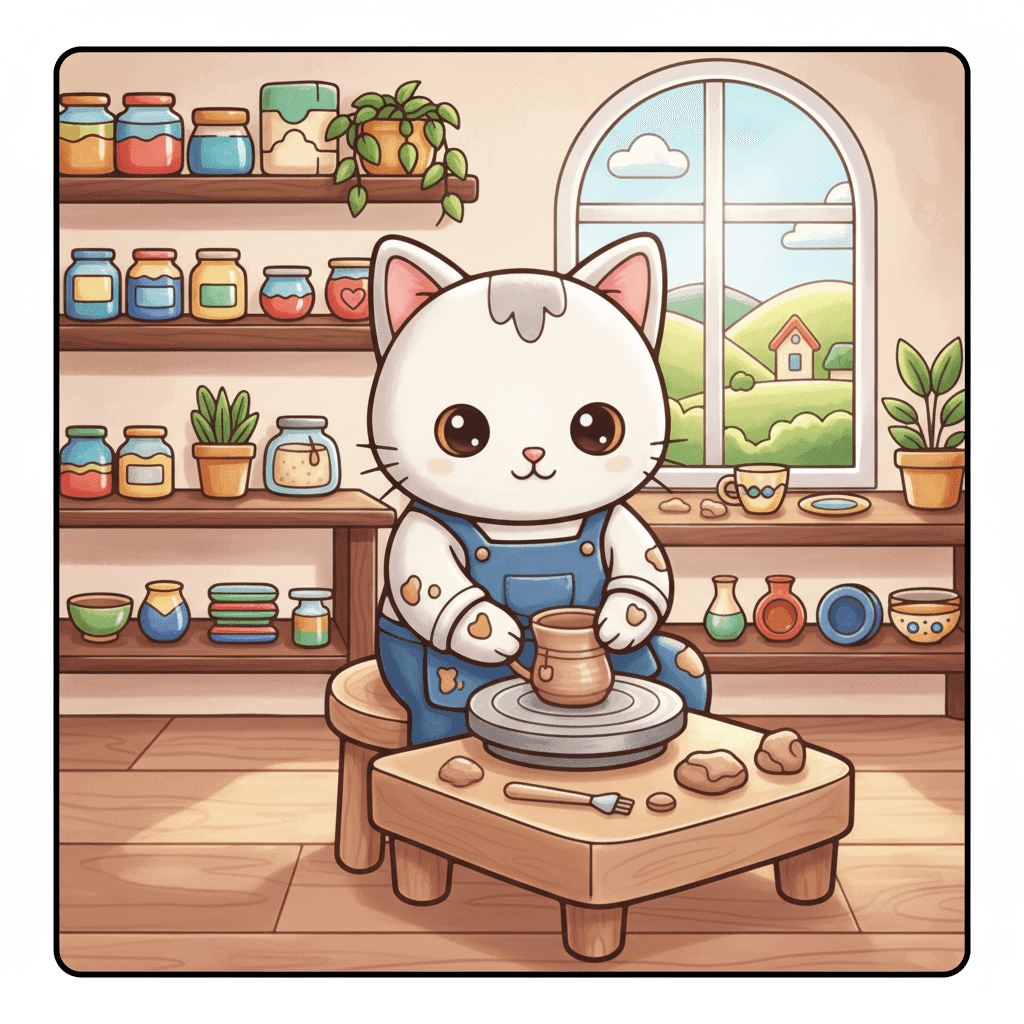 Cat Moments Coloring Book colored sample 1
