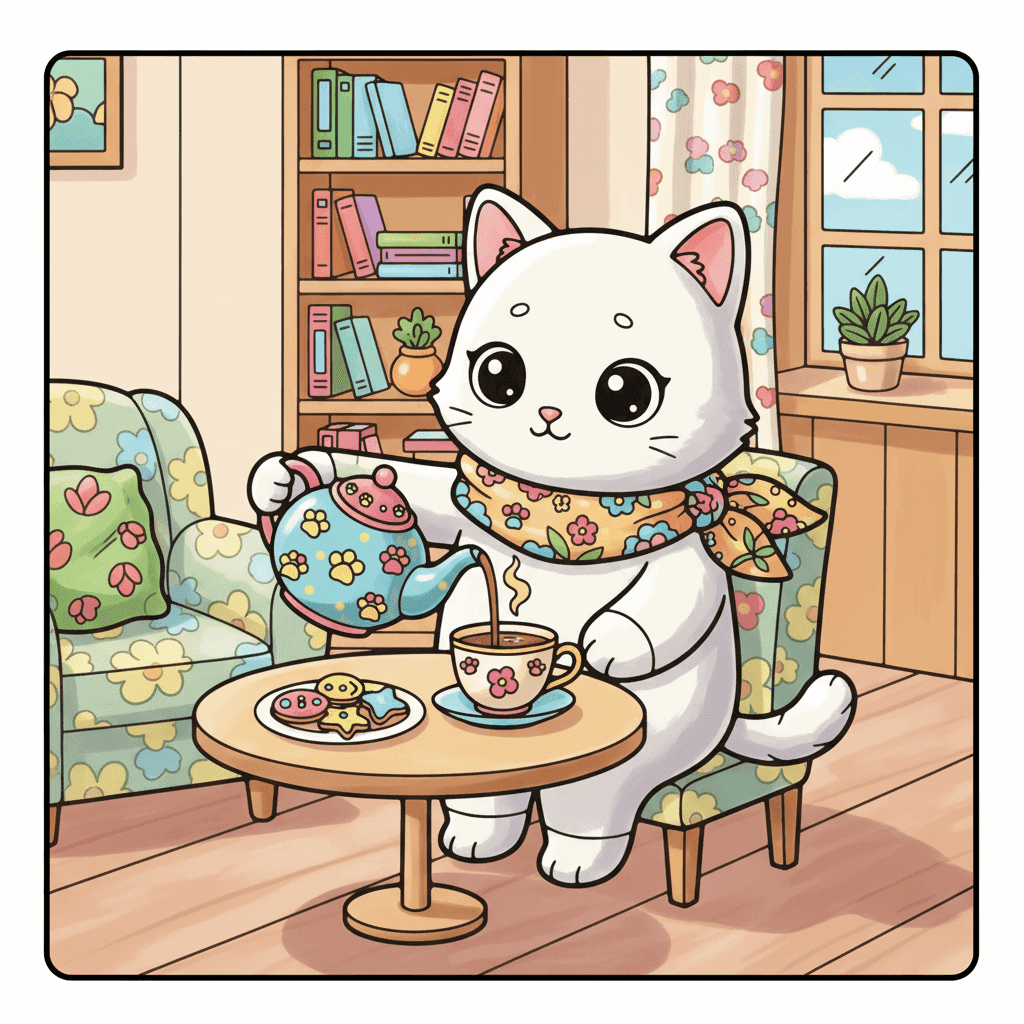 Cat Moments Coloring Book colored sample 3