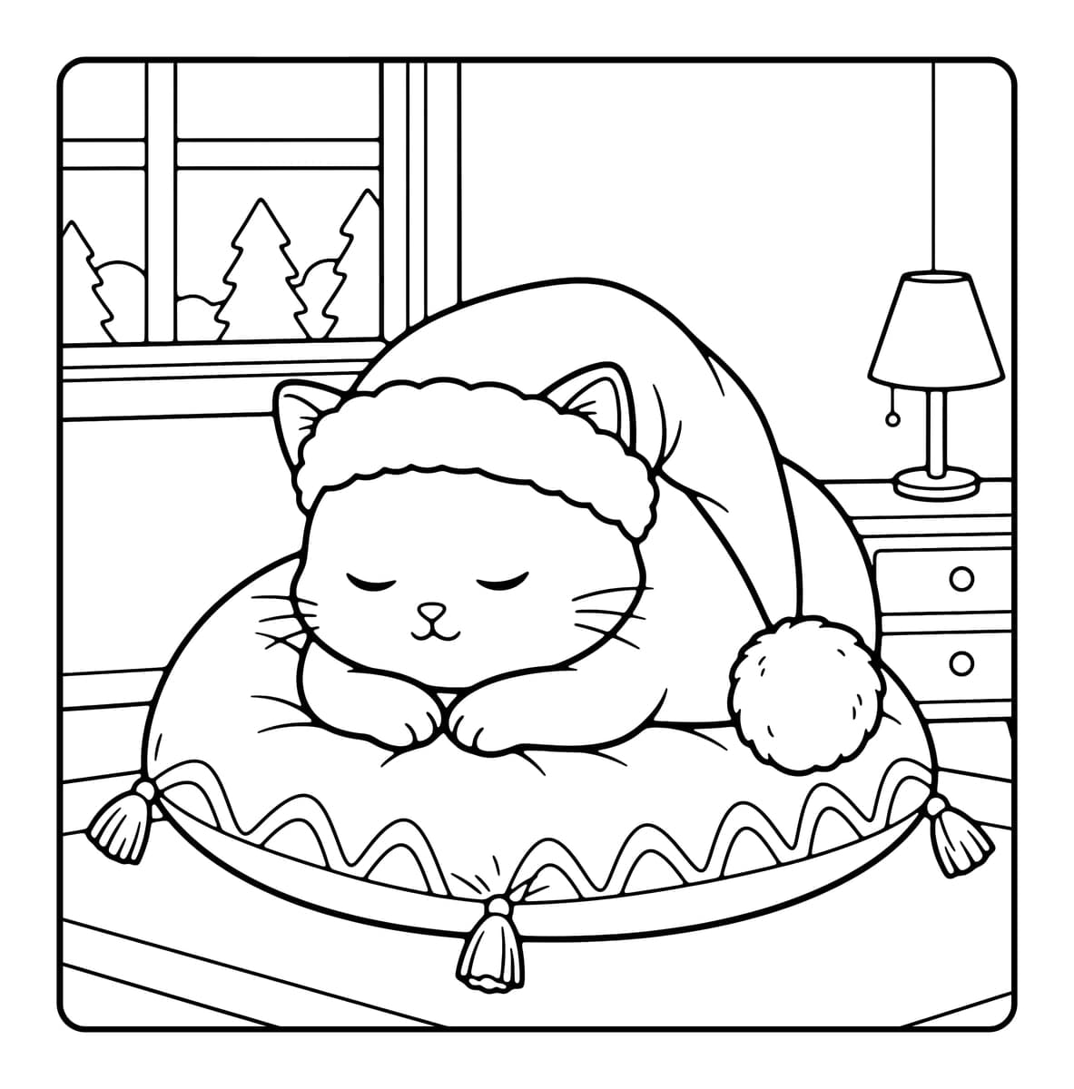 Cat Vibes Coloring Book interior line art 2
